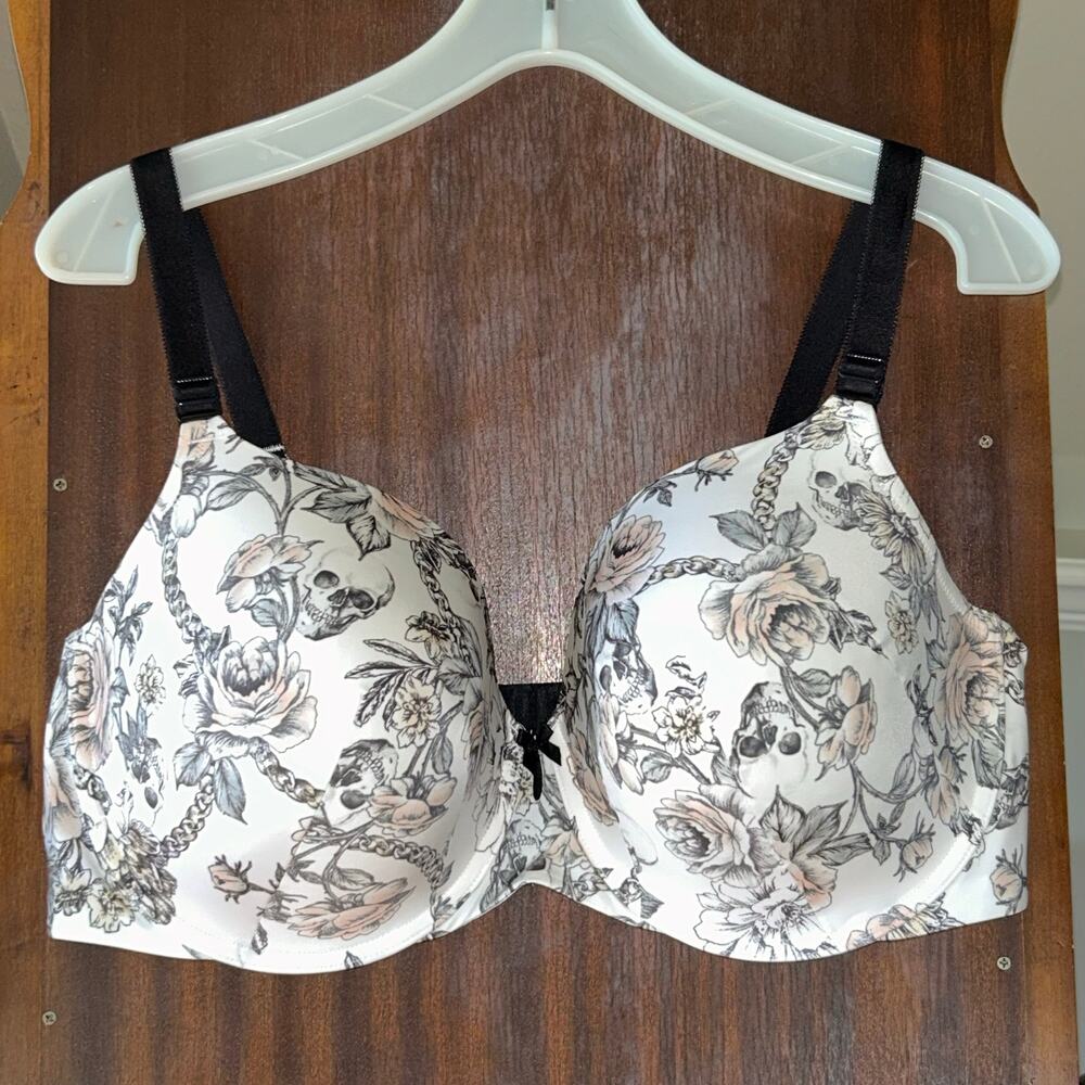 Set of 2 Torrid 360 smoothing vintage pastel floral skull Curve bra Sz 42DDD - Picture 8 of 12